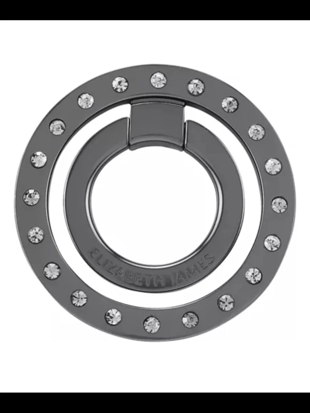 Elizabeth James Crystal-Studded Gunmetal Phone Ring